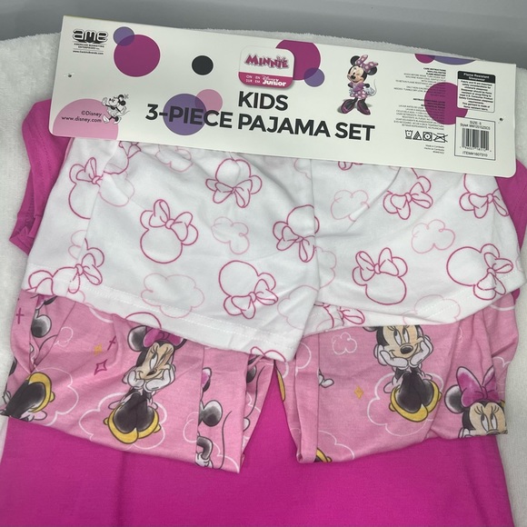 Disney Junior Minnie Mouse Believe kids 3 Piece Pajama Set | Pink | New - Picture 7 of 8